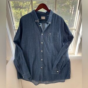 Dockers Men’s Denim Long Sleeve Button Up Shirt XXL Casual Classic